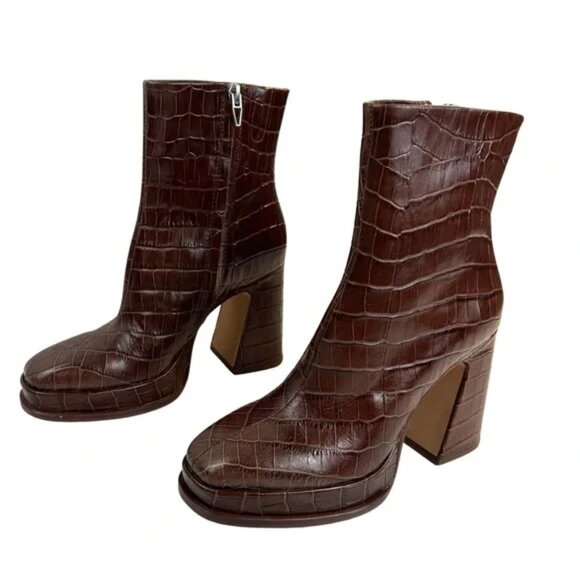 NEW  DOLCE VITA Lochly Leather Heel Booties Walnut for women 663mn - Picture 3 of 14